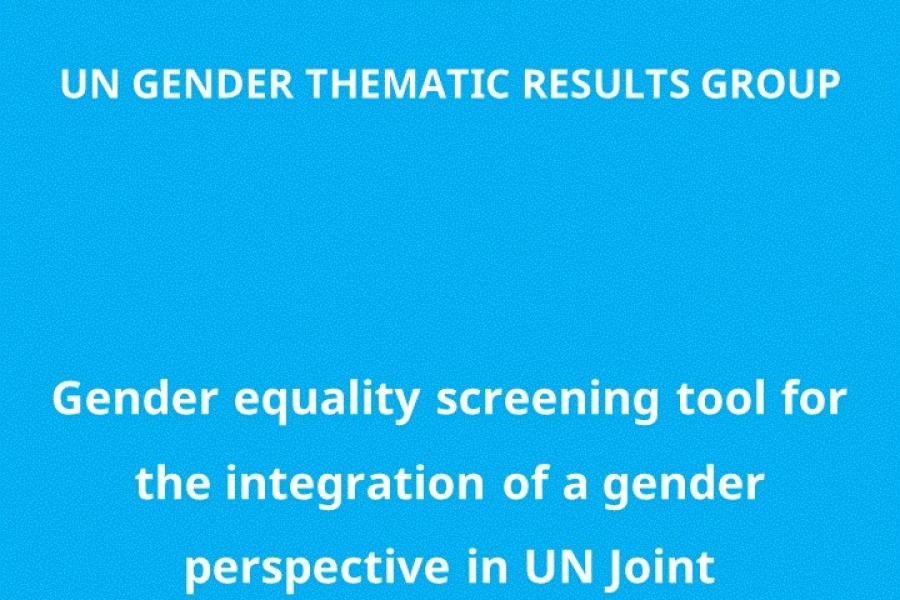 Gender Equality Screening Tool For Joint Programmes | United Nations In ...